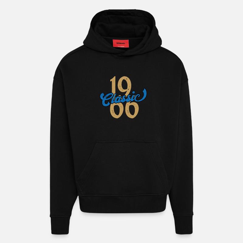Classique 1966 - Sweat à capuche bio épais oversize fabriqué en UE - SOLID BLACK