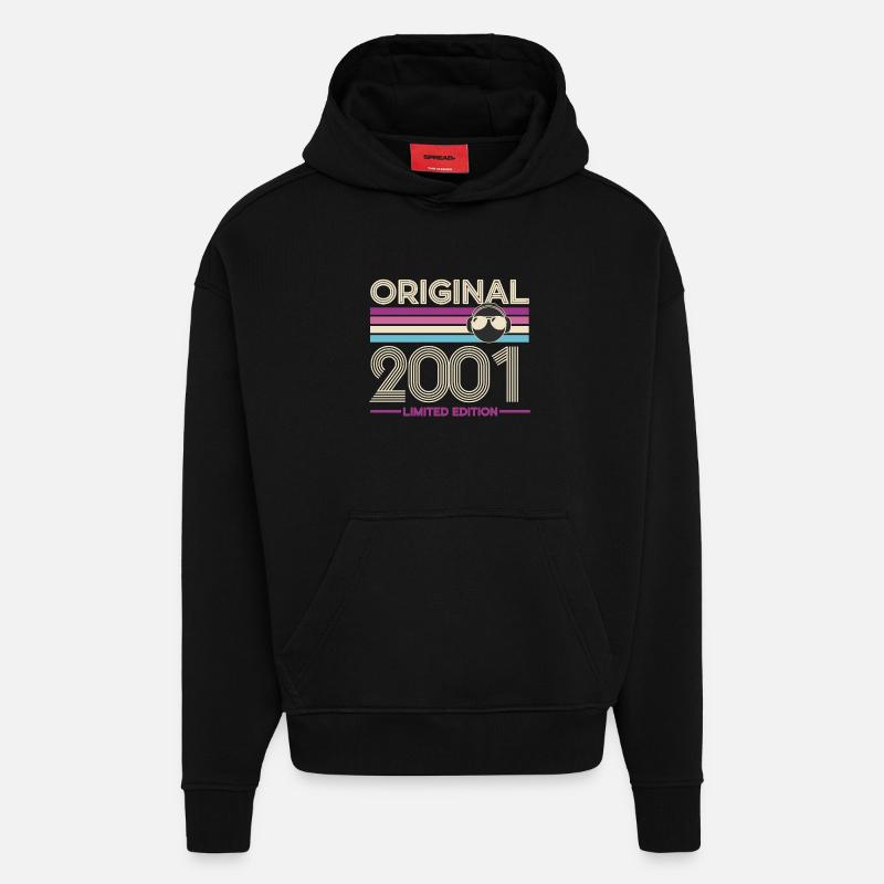 Original 2001 Édition Limitée - Sweat à capuche bio épais oversize fabriqué en UE - SOLID BLACK