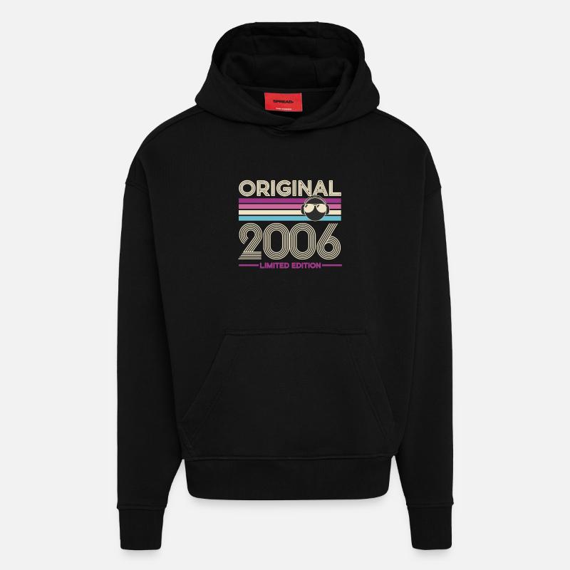 Original 2006 Édition Limitée Retro - Sweat à capuche bio épais oversize fabriqué en UE - SOLID BLACK