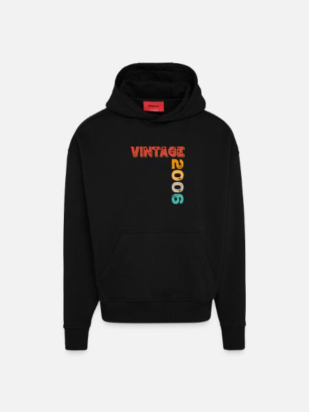 Millésime 2006 - Sweat à capuche bio épais oversize fabriqué en UE - SOLID BLACK