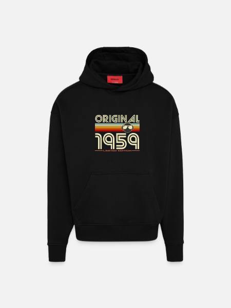 Rétro 1959 Édition Limitée - Sweat à capuche bio épais oversize fabriqué en UE - SOLID BLACK