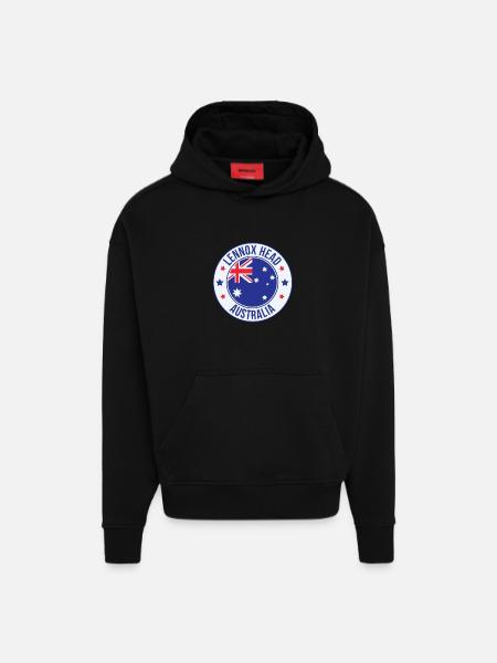 Lennox Head Australia Badge - Hoodie- made by SPREAD - SOLID BLACK