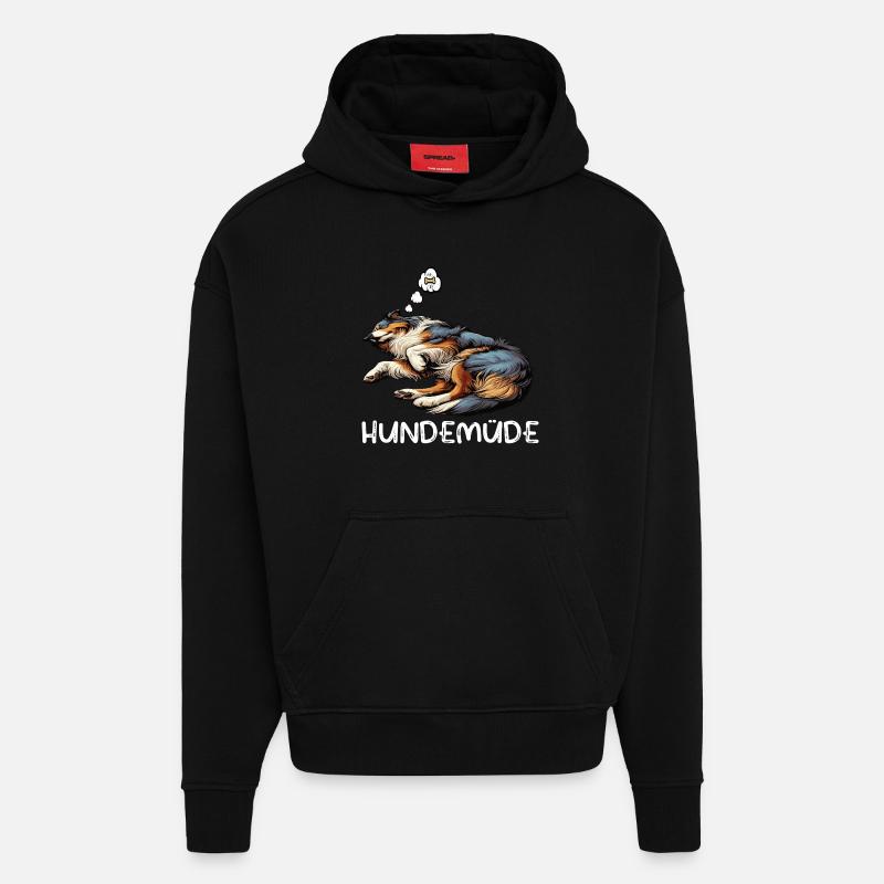 Hundemüde Australian Shepherd Aussie Aussiehalter - Hoodie- made by SPREAD - SOLID BLACK