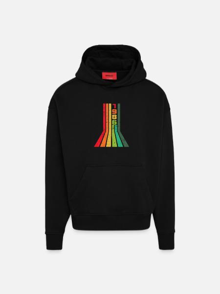 Millésime 1986 - Sweat à capuche bio épais oversize fabriqué en UE - SOLID BLACK