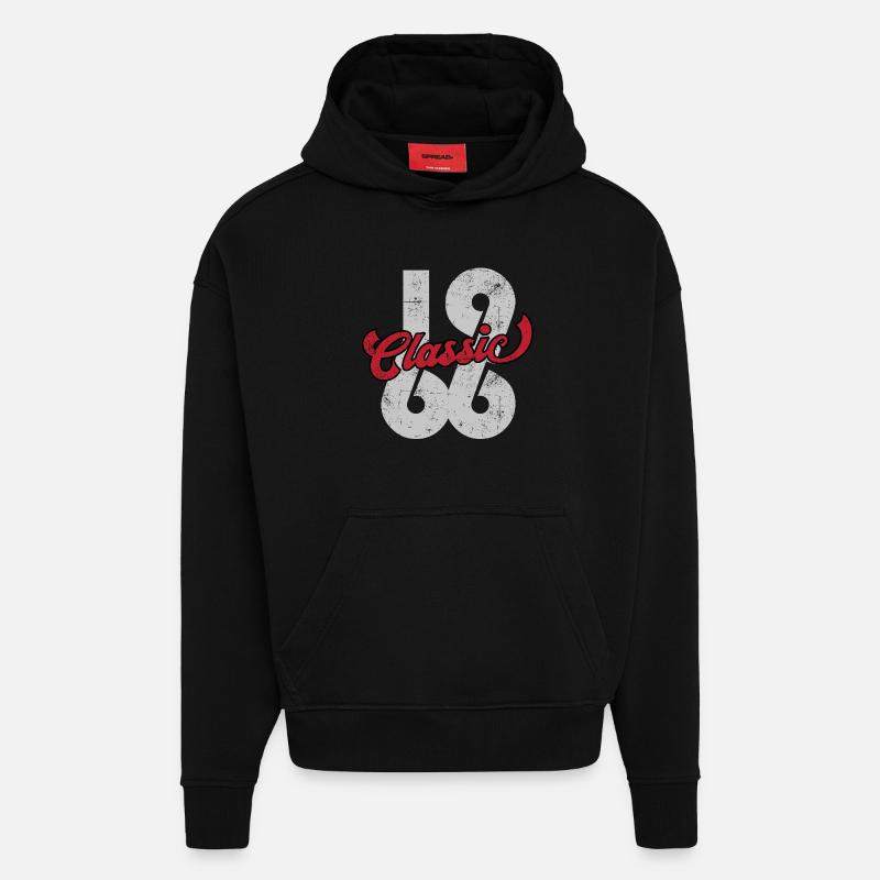 Millésime 1966 - Sweat à capuche bio épais oversize fabriqué en UE - SOLID BLACK