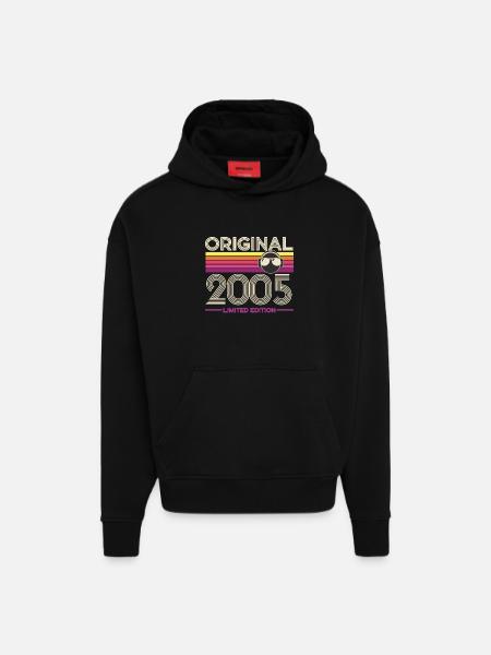 Original 2005 Édition Retro - Sweat à capuche bio épais oversize fabriqué en UE - SOLID BLACK