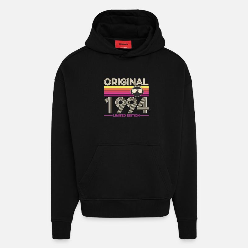 Original 1994 Retro Edition - Sweat à capuche bio épais oversize fabriqué en UE - SOLID BLACK