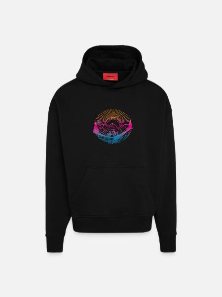 Descente à vélo - Sweat à capuche bio épais oversize fabriqué en UE - SOLID BLACK