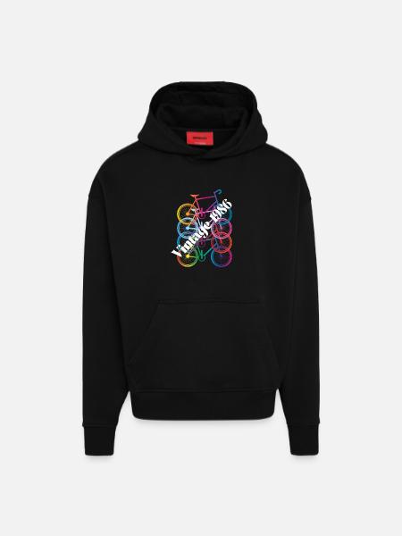 Millésime 1986 - Sweat à capuche bio épais oversize fabriqué en UE - SOLID BLACK