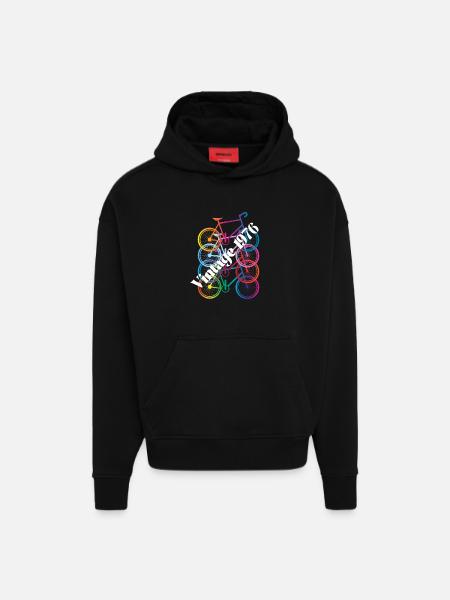 Millésime 1986 - Sweat à capuche bio épais oversize fabriqué en UE - SOLID BLACK
