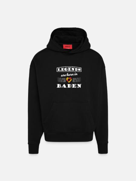 Légendes nées à Bade - Sweat à capuche bio épais oversize fabriqué en UE - SOLID BLACK