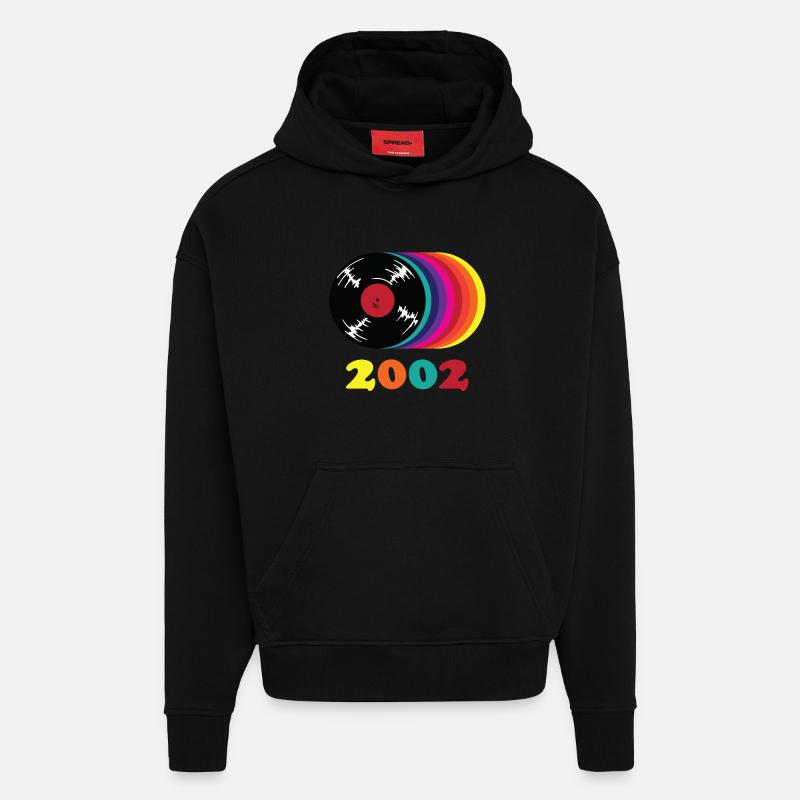 Millésime 2002 - Sweat à capuche bio épais oversize fabriqué en UE - SOLID BLACK