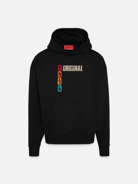 Millésime 1996 - Sweat à capuche bio épais oversize fabriqué en UE - SOLID BLACK