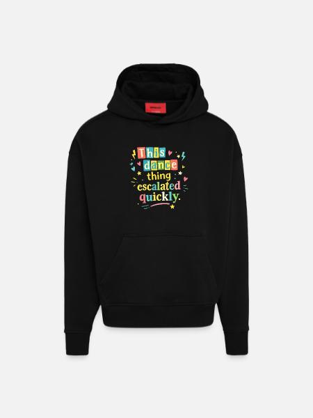 This dance quickly escalated - Hoodie- made by SPREAD - SOLID BLACK
