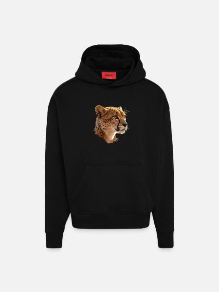 Leopard Head Art Illustration - Hoodie- made by SPREAD  - SOLID BLACK