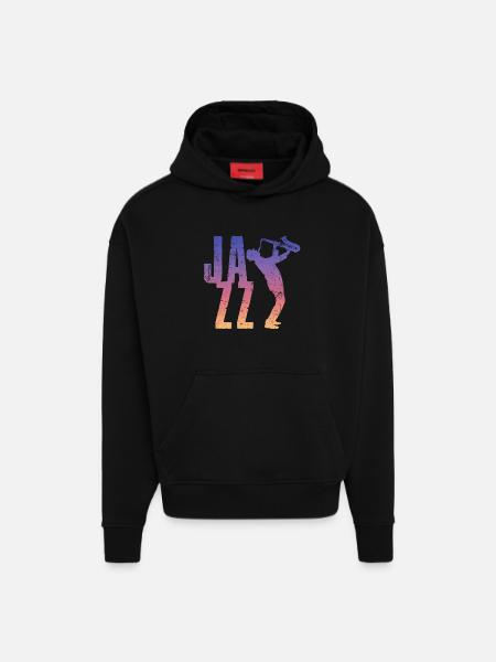 Jazz Retro - Hoodie- made by SPREAD  - SOLID BLACK