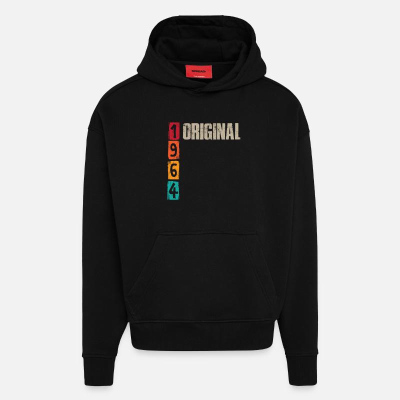 Millésime 1964 - Sweat à capuche bio épais oversize fabriqué en UE - SOLID BLACK