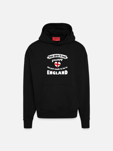Not grumpy: He needs England - Hoodie- made by SPREAD - SOLID BLACK