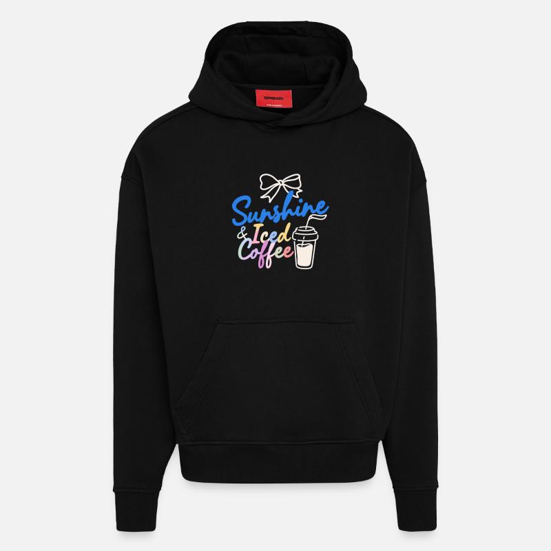 Vacances d’été au soleil - Sweat à capuche bio épais oversize fabriqué en UE - SOLID BLACK