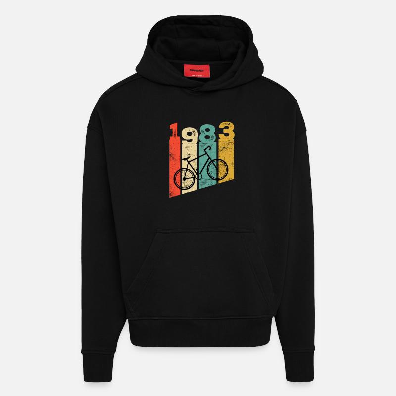 Millésime 1983 - Sweat à capuche bio épais oversize fabriqué en UE - SOLID BLACK