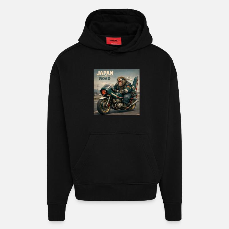 Japanese Bosozoku Monkey Biker - Hoodie- made by SPREAD  - SOLID BLACK