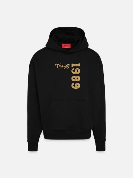 Millésime 1989 - Sweat à capuche bio épais oversize fabriqué en UE - SOLID BLACK