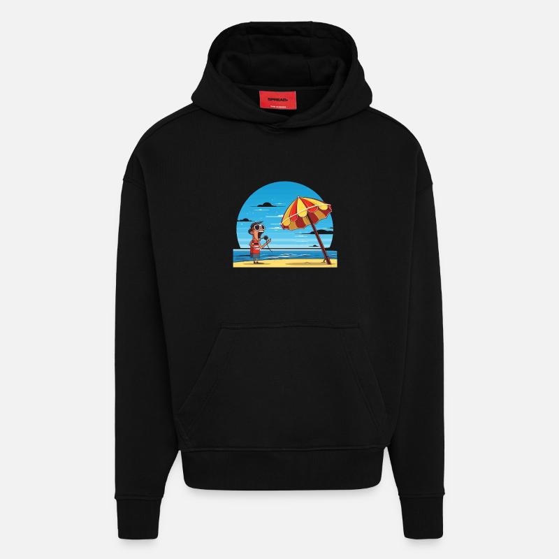 Beach song under umbrella - Hoodie- made by SPREAD - SOLID BLACK