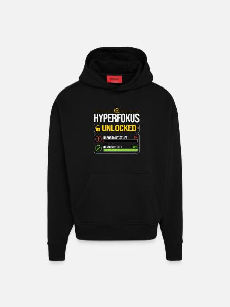 Hyperfocus Unlocked Gaming ADHD - Hoodie- made by SPREAD - SOLID BLACK