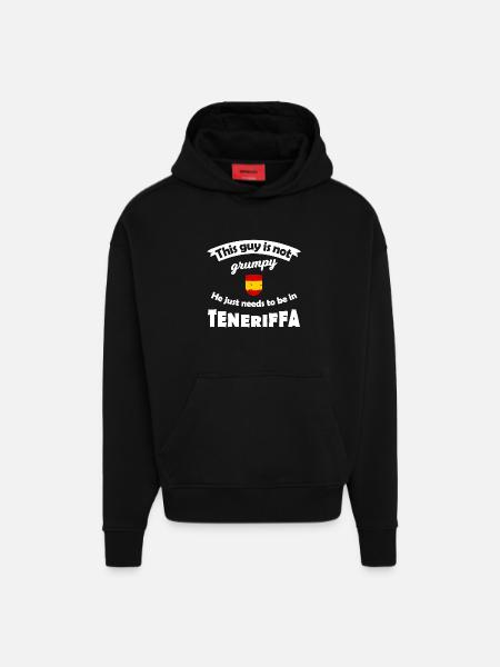 Not grumpy in Tenerife - Hoodie- made by SPREAD  - SOLID BLACK