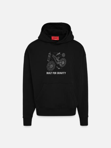 Built for Gravity: DH-Bike Explosionszeichnung - Hoodie- made by SPREAD - SOLID BLACK