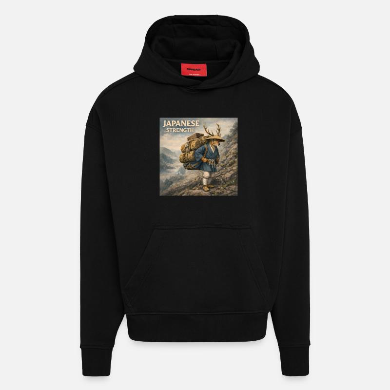 Japanese Shika Bokka Design - Hoodie- made by SPREAD  - SOLID BLACK