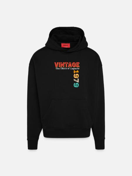 Millésime 1979 - Sweat à capuche bio épais oversize fabriqué en UE - SOLID BLACK