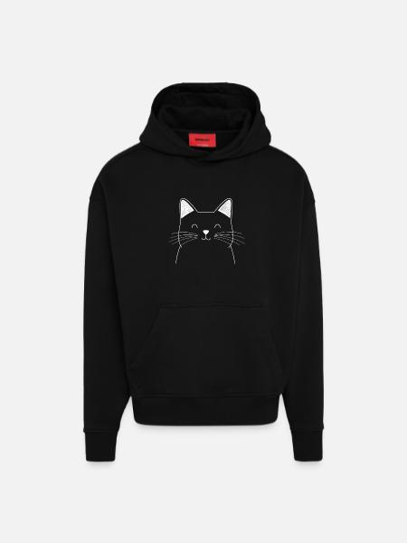 Cat Sketch - Hoodie- made by SPREAD - SOLID BLACK
