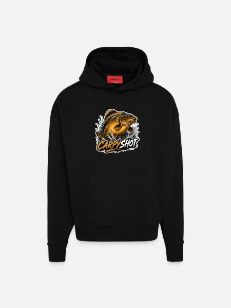 Carpyshot Mirror Carp Fishing Design - Hoodie- made by SPREAD  - SOLID BLACK