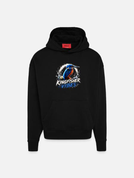 Kingfisher Vibes Bird Design - Hoodie- made by SPREAD  - SOLID BLACK