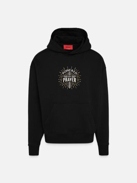 Powered by prayer christian faith - Hoodie- made by SPREAD - SOLID BLACK