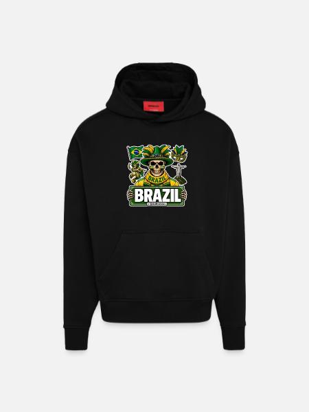 SkullCostume World Edition: Brazil - Hoodie- made by SPREAD  - SOLID BLACK