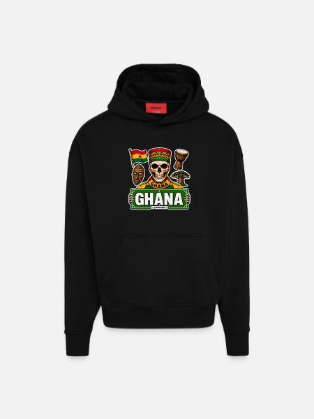SkullCostume World Edition: Ghana - Hoodie- made by SPREAD - SOLID BLACK