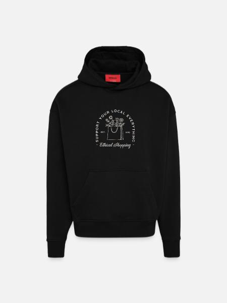 Buy local support ethical shopping - Hoodie- made by SPREAD - SOLID BLACK