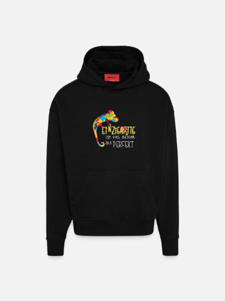 einzigartiges Chamäleon - Hoodie- made by SPREAD - SOLID BLACK