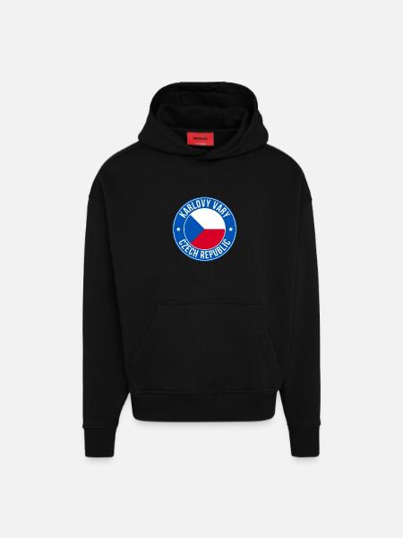 Karlovy Vary Czech Badge - Hoodie- made by SPREAD  - SOLID BLACK