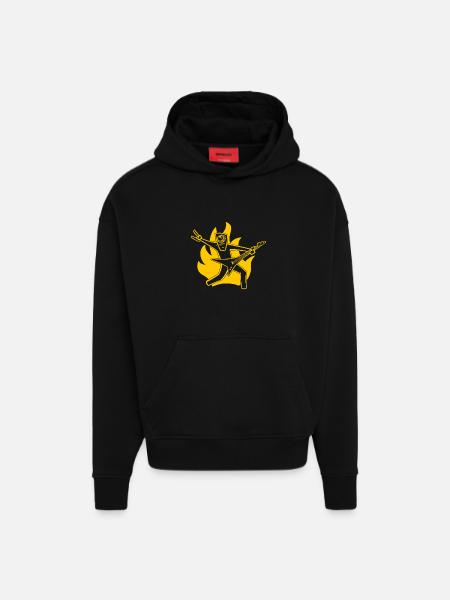 Guitariste en feu - Sweat à capuche bio épais oversize fabriqué en UE - SOLID BLACK