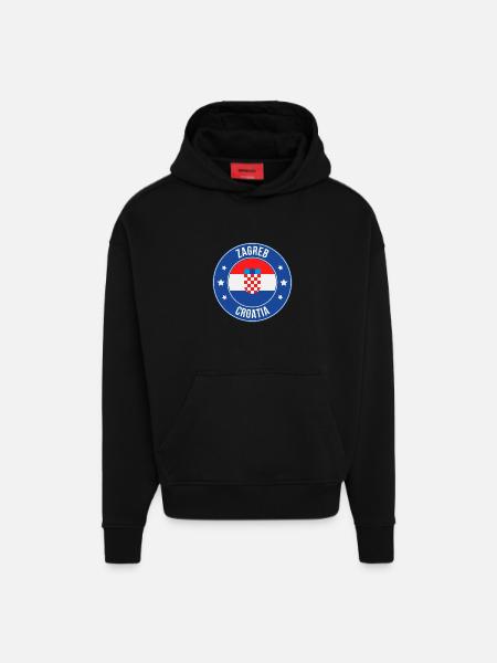 Zagreber Wappen-Rundabzeichen - Hoodie- made by SPREAD  - SOLID BLACK