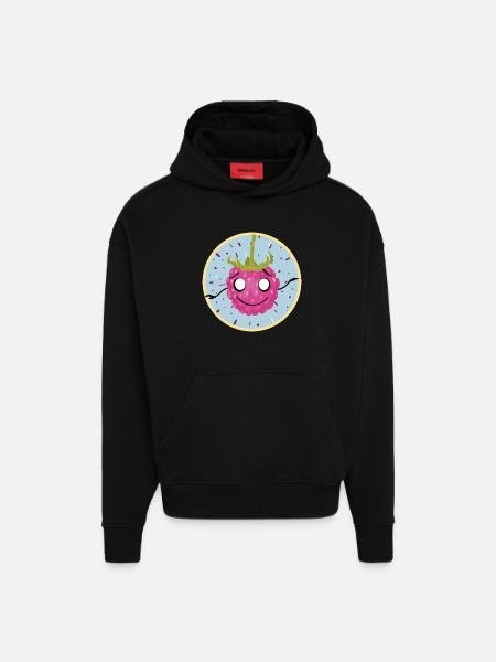 Kuscheliges Himbeer-Gesichtsmotiv - Hoodie- made by SPREAD  - SOLID BLACK
