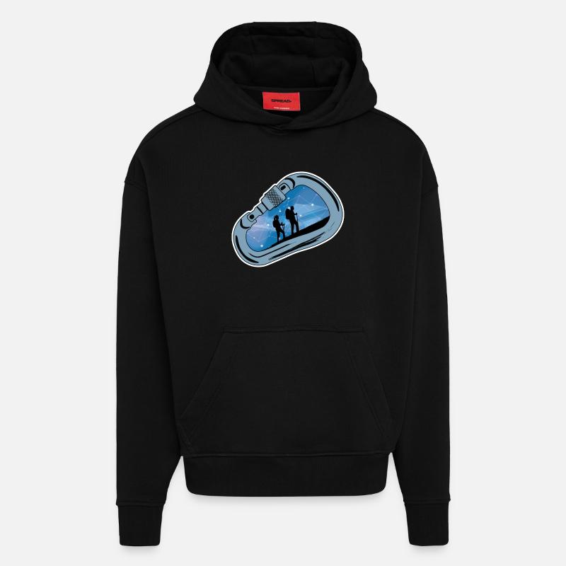 Mousqueton Randonnée - Sweat à capuche bio épais oversize fabriqué en UE - SOLID BLACK
