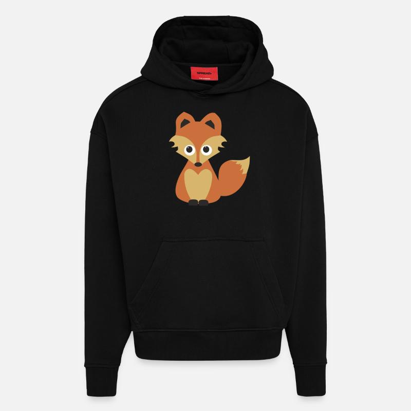 renard - Sweat à capuche bio épais oversize fabriqué en UE - SOLID BLACK