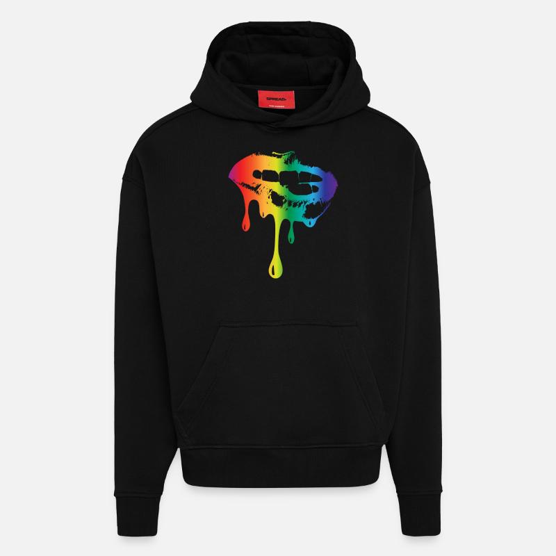 Lips Regenbogen - Hoodie- made by SPREAD  - SOLID BLACK