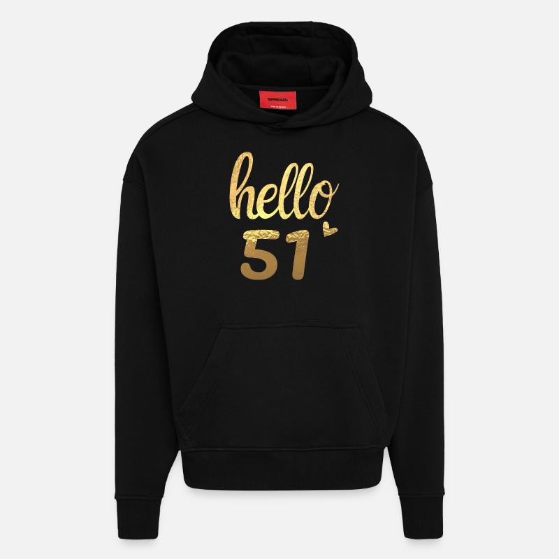 Hello 51 doré - Sweat à capuche bio épais oversize fabriqué en UE - SOLID BLACK