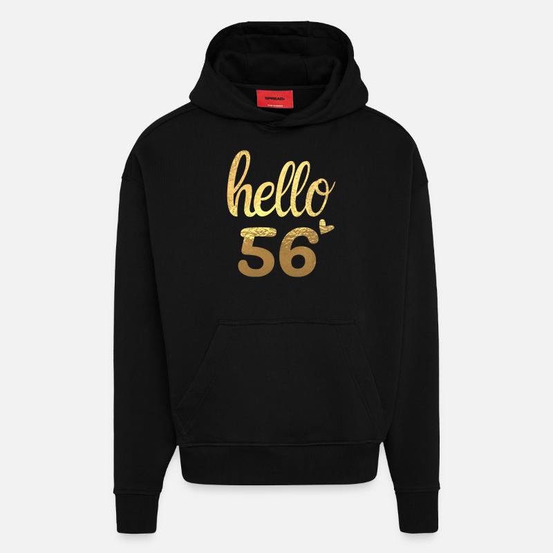 Hello 56 doré - Sweat à capuche bio épais oversize fabriqué en UE - SOLID BLACK