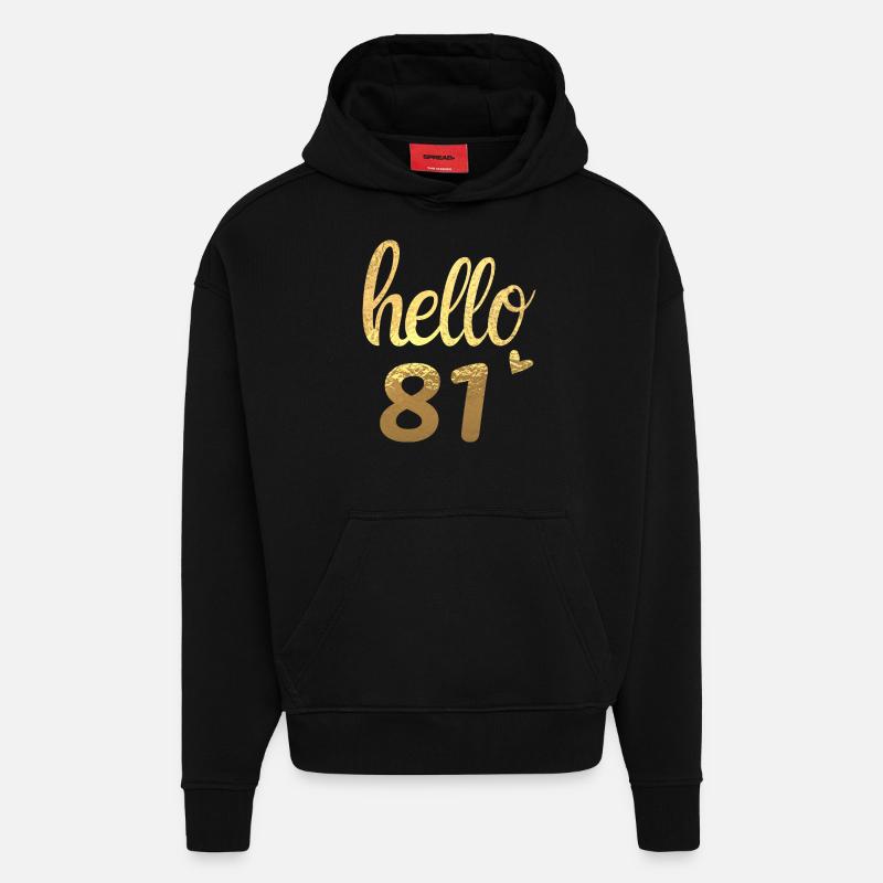 Hello 81 doré - Sweat à capuche bio épais oversize fabriqué en UE - SOLID BLACK